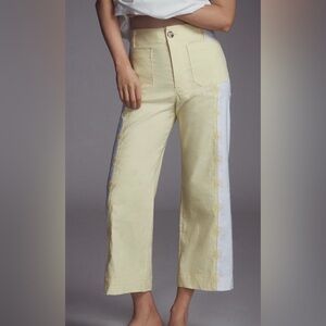 Anthropologie Maeve The Colette Two-Tone Yellow and White Cropped Pants